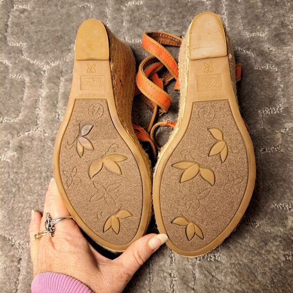 MOSSIMO CORAL ORANGE ESPADRILLE SANDALS WOMENS SIZE 7.5 WEDGE 4.5 INCH HEEL - Picture 10 of 13